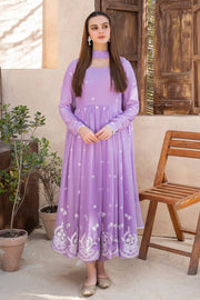 Ayra Lilac Embroidered Chiffon Frock For Women