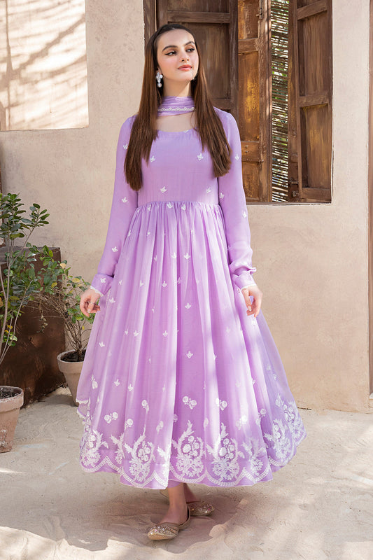 Ayra Lilac Chiffon 3 Piece Frock Suit For Women