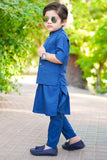 Blue Kurta with Matching Waistcoat For Boys