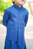 Blue Kurta with Matching Waistcoat For Boys