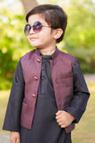 Black Kurta with Brown Waistcoat For Boys