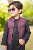 Black Kurta with Brown Waistcoat For Boys