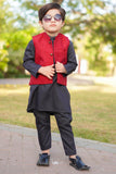 Sophisticated Red Waistcoat Suit For Boys