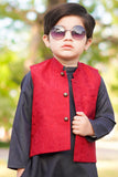 Sophisticated Red Waistcoat Suit For Boys