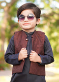 Elegant Black Kurta And Pajama with Waistcoat For Boys