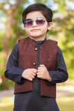 Elegant Black Kurta And Pajama with Waistcoat For Boys