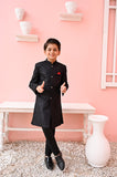 Elegant Black Sequence Zigzag Sherwani in Luxurious Mysore Fabric For Boys