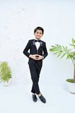 Sophisticated 4-Piece Black Sequin Suit For Boys