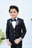 Sophisticated 4-Piece Black Sequin Suit For Boys