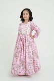 Floral Elegance Silk Maxi For Girls