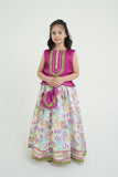 Silk Floral Lehenga with Embellished Choli For Girls