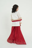 White Hand-Embroidered Kora Dabka Ensemble with Sharara For Girls