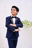 Elegant 4-Piece Blue Sequin Suit For Boys