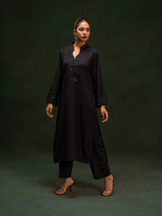 Black Wash & Wear Co-Ord Set For Women