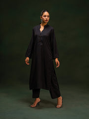 Black Premium Wash & Wear Co-Ord Set For Women