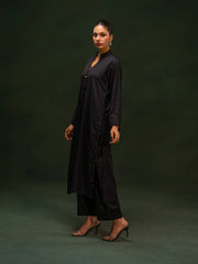 Black Premium Wash & Wear Co-Ord Set For Women