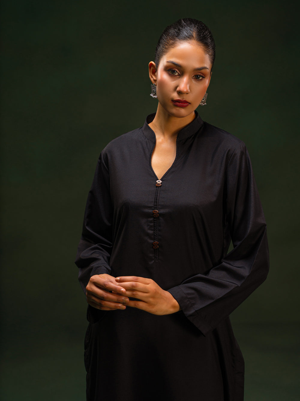 Black Wash & Wear Co-Ord Set For Women