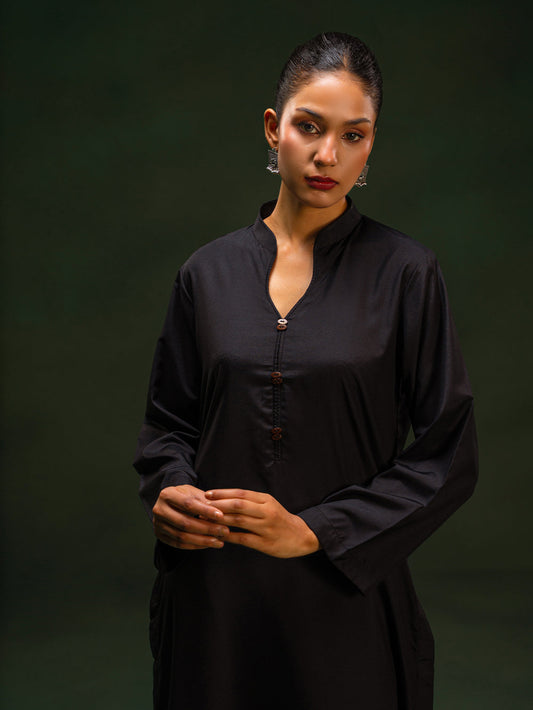 Black Wash & Wear Co-Ord Set For Women