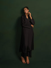 Black Wash & Wear Co-Ord Set For Women