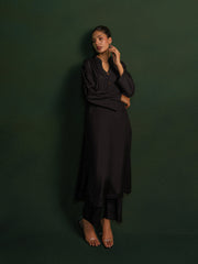 Black Premium Wash & Wear Co-Ord Set For Women