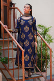 Mehr Navy Blue Silk Long Shirt Capri with Chiffon Dupatta For Women