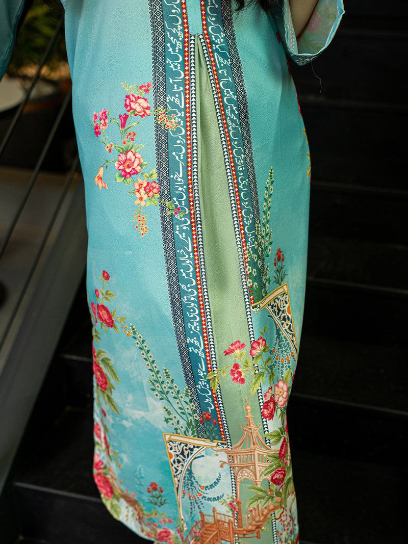 Premium Poly Crepe Printed Kaftaan For Women