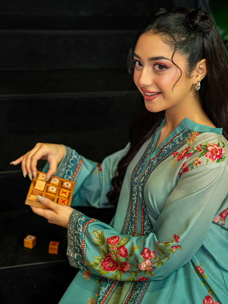 Premium Poly Crepe Printed Kaftaan For Women