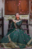 Afsaana Dark Green Kattan Silk Maxi with Net Dupatta For Women