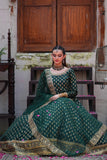 Afsaana Dark Green Kattan Silk Maxi with Net Dupatta For Women
