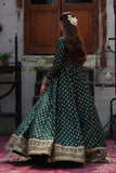 Afsaana Dark Green Kattan Silk Maxi with Net Dupatta For Women