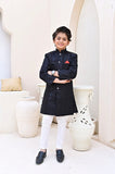 Luxurious Black Sherwani with Intricate Sequin Embroidery For Boys