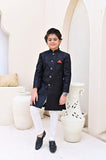 Luxurious Black Sherwani with Intricate Sequin Embroidery For Boys