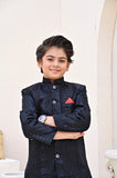 Luxurious Black Sherwani with Intricate Sequin Embroidery For Boys