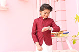 Majestic Red Prince Coat For Boys