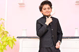 Black Prince Coat - Raw Silk with Sequin Embroidery For Boys