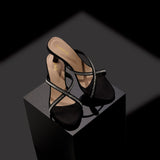 Black Criss-Cross Rhinestone Heels For Women