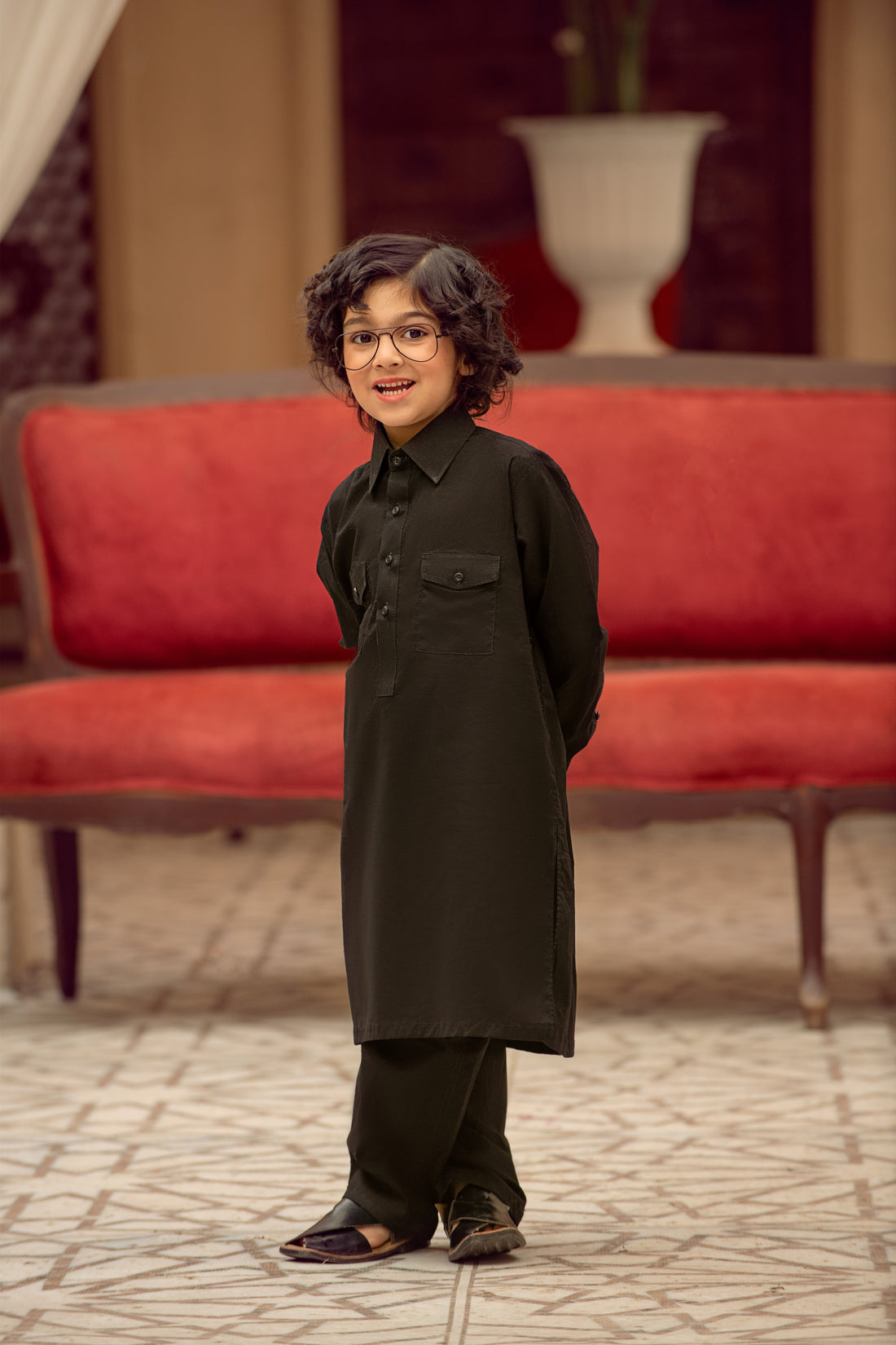 Boys Black Summer Salwar Kameez – 2 Piece Set For Boys