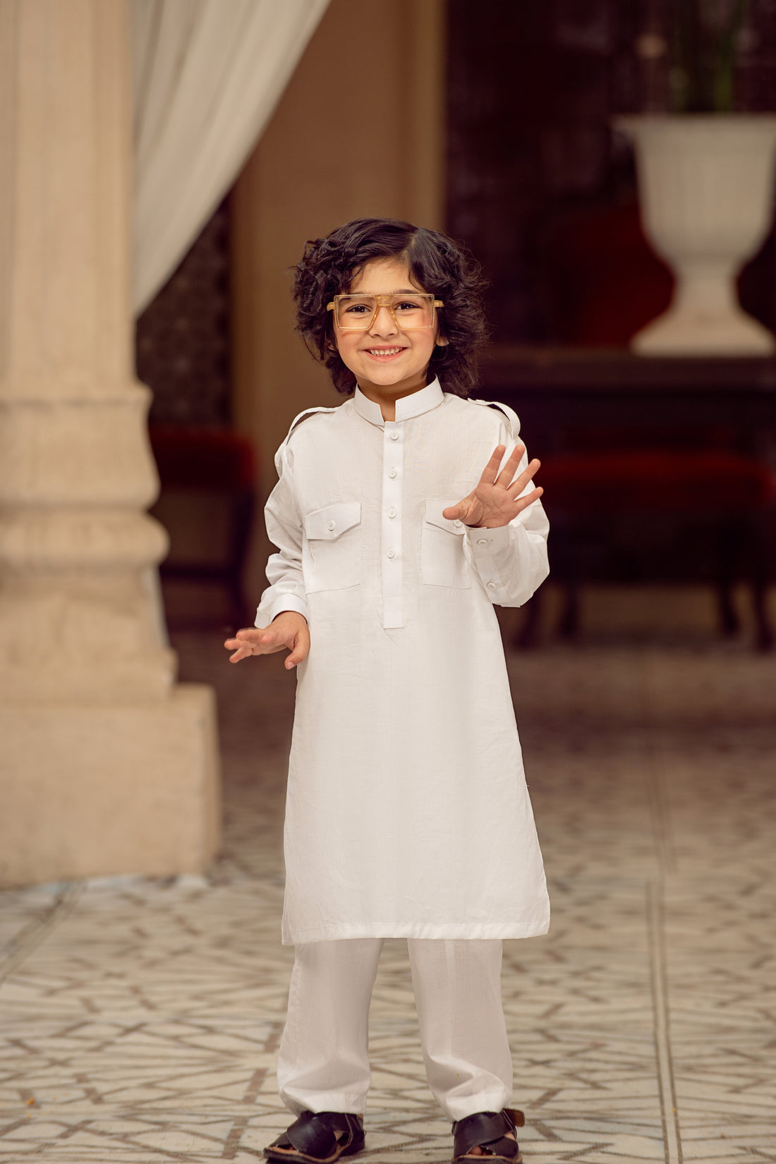 Boys White Summer Salwar Kameez – 2 Piece Set For Boys