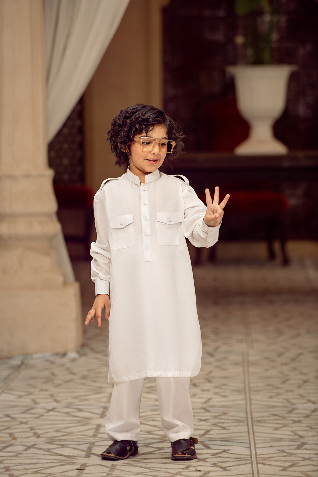 Boys White Summer Salwar Kameez – 2 Piece Set For Boys