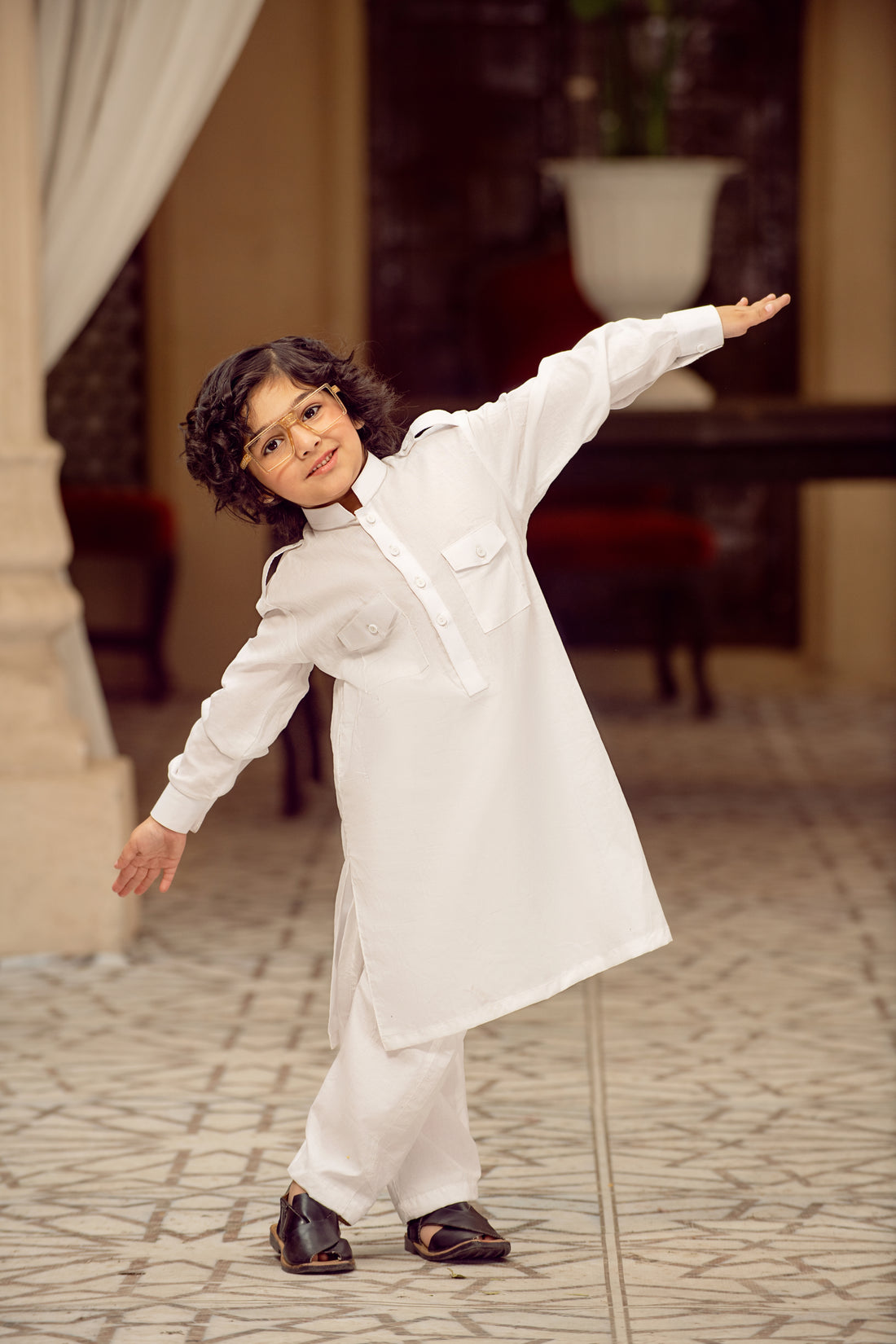 Boys White Summer Salwar Kameez – 2 Piece Set For Boys