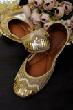 Golden Jutties with Sequin and Zardozi Embroidery For Women