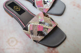 Sabrina Metallic Silver Slides - Touch of Pink Elegance For Women