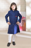 Elegant Blue Sherwani Crafted from Luxurious Jamawar Fabric For Boys