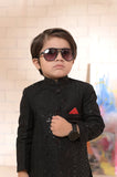 Luxurious Black Sherwani with Intricate Sequin Embroidery For Boys