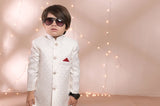 Sophisticated Off-White Sherwani Crafted from Luxurious Jamawar Fabric For Boys