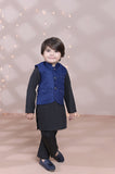 Refined Blue Embroidered Waistcoat Suit For Boys