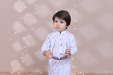 Elegant White Cotton Kurta with Embroidered Collar and Front For Boys