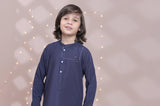 Elegant Navy Blue Cotton Kurta with Charming Embroidery For Boys