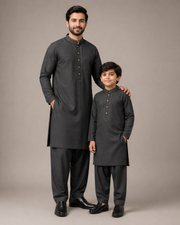 Graphite Father & Son Matching Kurta Shalwar Set For Men & Kid