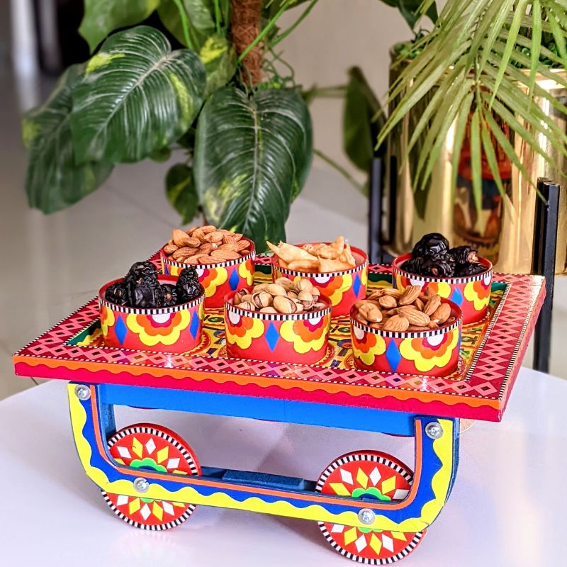 Pink Color Truck Art Wooden Thaila/Cart